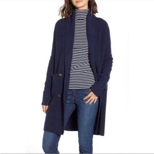 J. Crew MEDIUM Double-Breasted Cardigan Sweater Coat in Supersoft Yarn Navy blue